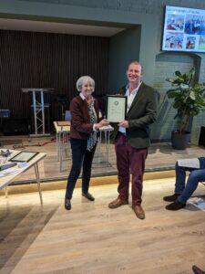 TJ photo Photo of Cllr McFarlane presenting award to Tom Janaway