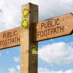 wooden sign post indicating public footpaths england uk B1NP24